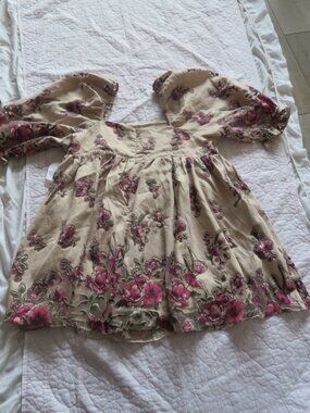 NWT ARULA Floral Bouquet Baby Doll Square Neckline Mini Dress Size 1X